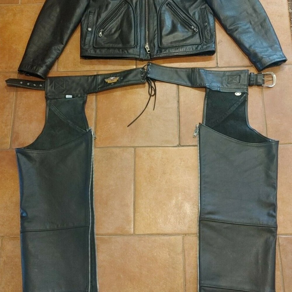 Genuine Harley-Davidson Full Leather Riding Outfit Jacket and Pants Men's Large